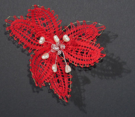 Fleur double rouge en mat