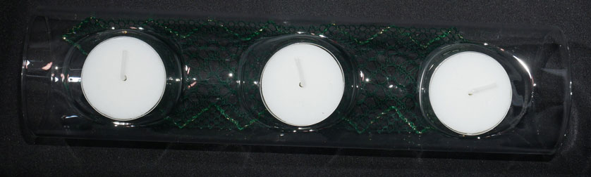 3 bougies, dentelle verte